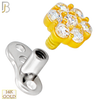 14-G23-DM08 - 14k Titanium Anchor with 14k Gold Top Round Flower Dermal - Internally Threaded image 2