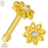 14-NR52B - 14k Solid Gold Nose Bone Flower Design Clear Zircon - Yellow Gold image