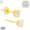 925-ES71-GC - .925 Sterling Silver Gold Plated Earring Stud Casting Round Prong Setting Clear Zircon image 4