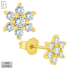 925-ES59 - .925 Sterling Silver 6 Petal Flower Prong Zircon Earring Stud image 2