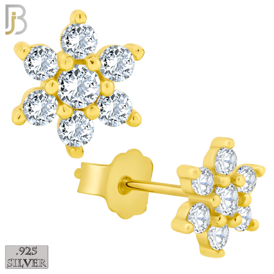 925-ES59 - .925 Sterling Silver 6 Petal Flower Prong Zircon Earring Stud image 2