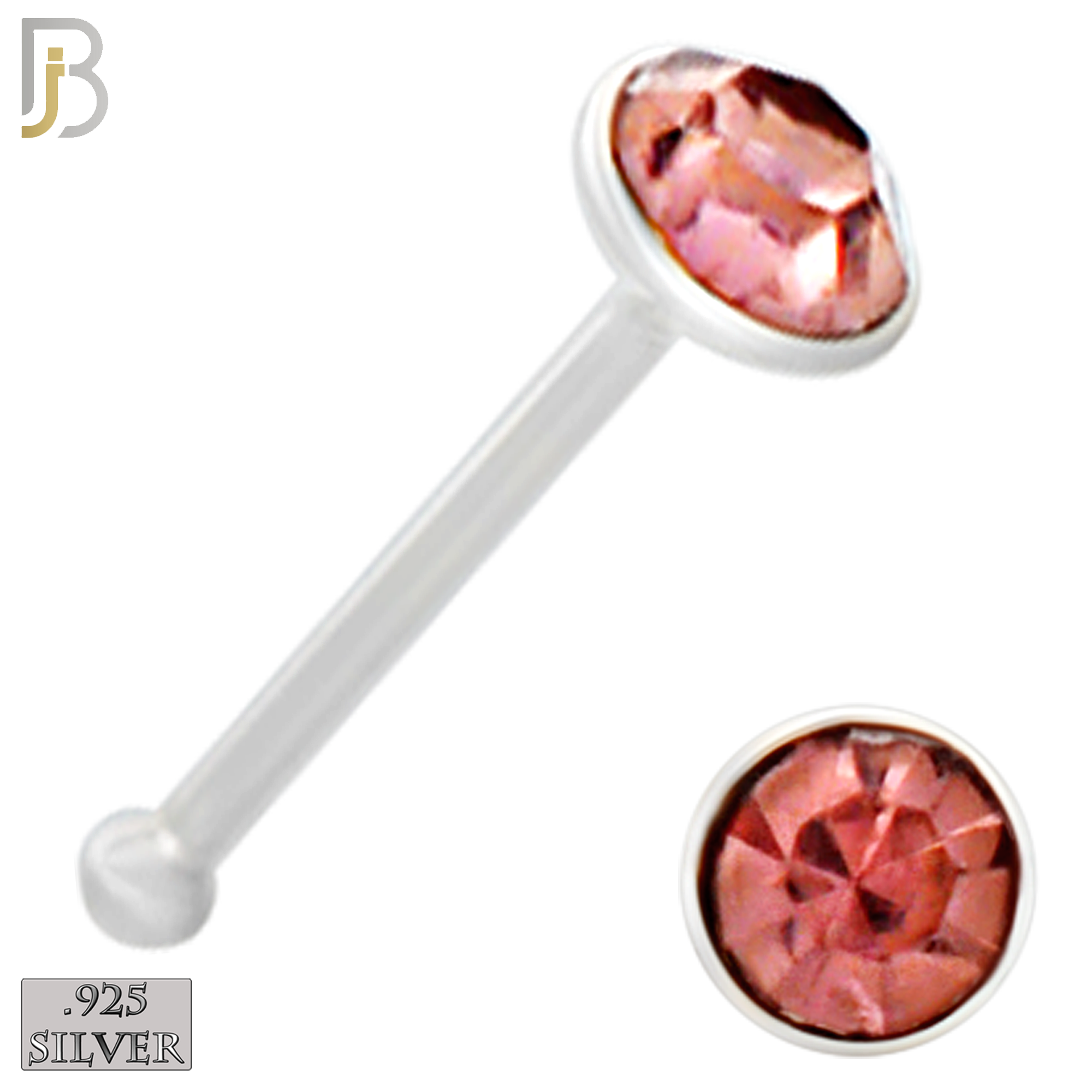 925-PK-NR04S-1A - 2.5mm Assorted CZ 22g Thickness 925 Sterling Silver Nose Bones Press Fit, Packages Pack of 120 image 6