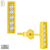 925-ES376 - .925 Sterling Silver CZ Studded Bar Stud Earrings image 2