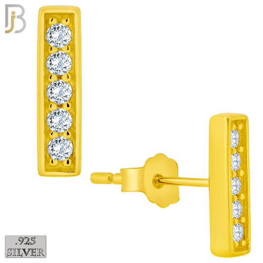 925-ES376 - .925 Sterling Silver CZ Studded Bar Stud Earrings image 2