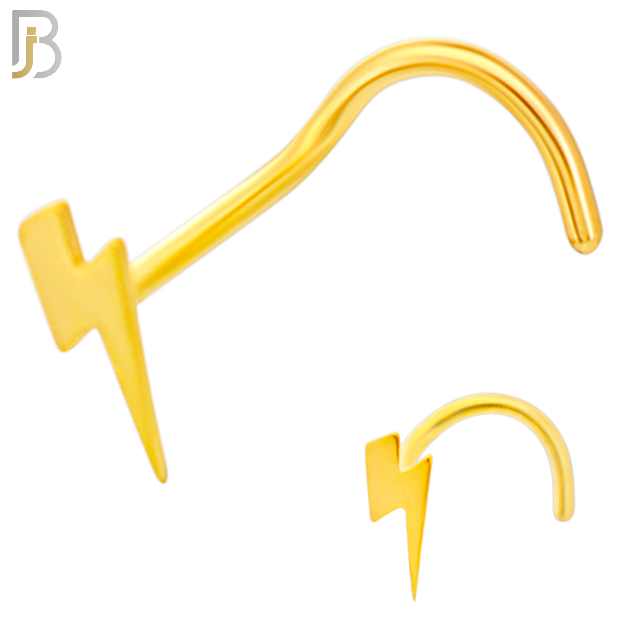 NR38C - 316L Surgical Steel Plain Lightning Bolt Design Nose Screw (PACK OF 6) image 2