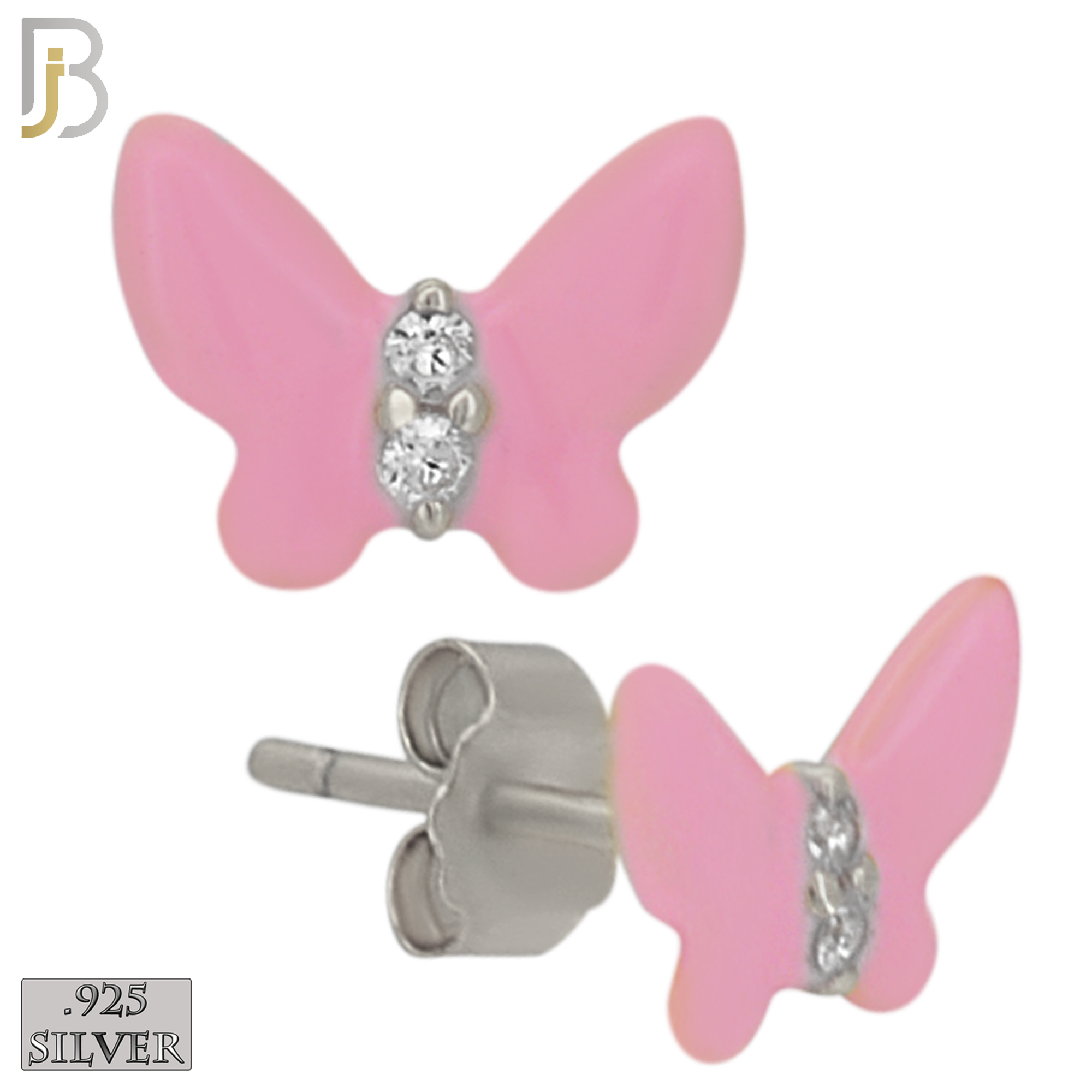 925-ES475 - 925 Sterling Silver Enamel Coated Butterfly Push Back Stud Earring image 0