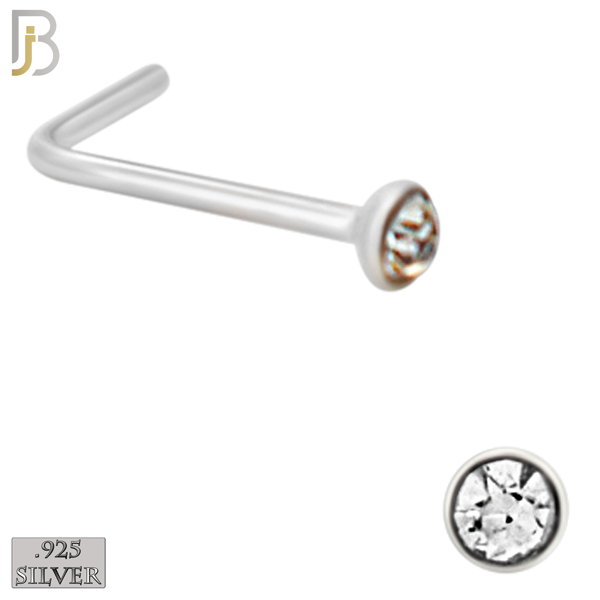 925-PK-NR08LS - 120 pcs, 925 Sterling Silver Nose Studs L Shape, 22g Thickness, Assorted Shape Design Tops Packages image 7