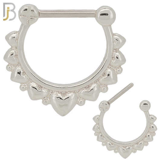 CT84 - 316 Stainless Steel Heart Cluster Septum Clicker Nose Rings (PACK OF 6) image 0