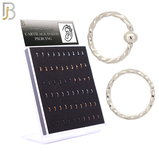PK-CT11 - 316L Surgical Steel Twisted Hoops Seamless Pack of 30 and Fixed Beads 2mm Pack of 30 image 0