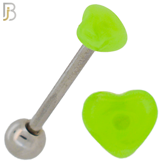 PK-BB49 - 316L Surgical Steel Barbell with Acrylic Marble Heart Screw External Threaded Pack of 120 image 5