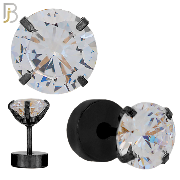 FP41KC - Black Color Surgical Steel Prong Set Fake Plug (Pack of 3 Pairs) image 0