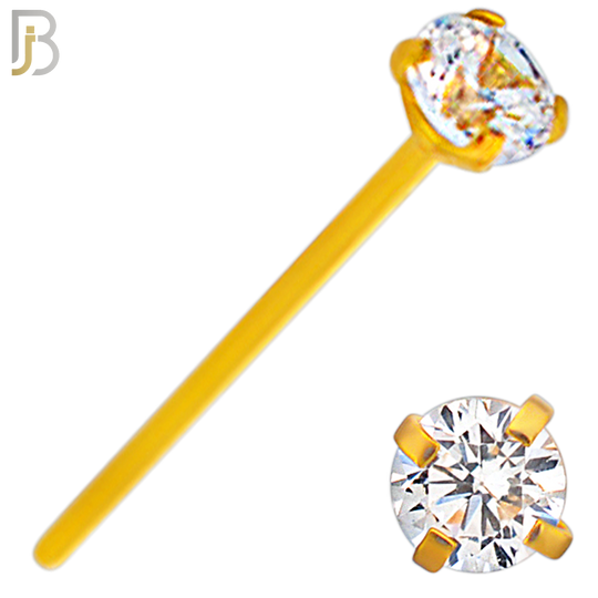 NR02G - 316L Surgical Steel Gold Plated Nose Stud  Prong Set Zircon Round Nose Ring (PACK OF 6) image 5