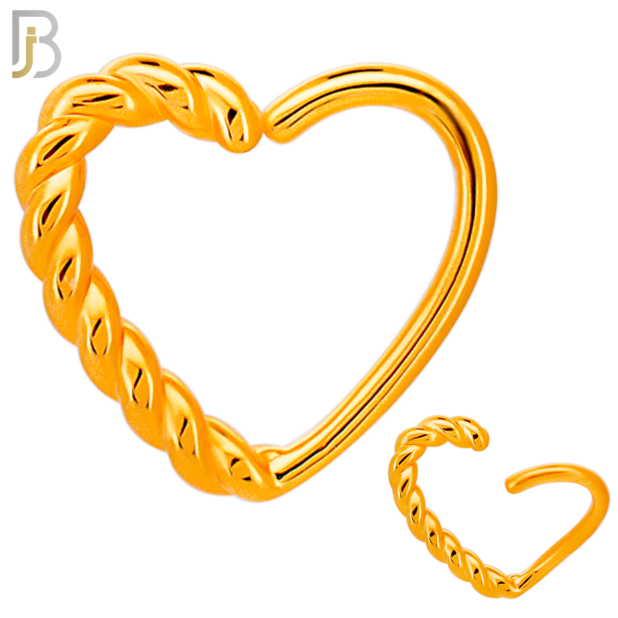 CT108 - 316 Surgical Steel Twisted Rope Hollow Heart Twist to Open Nose Hoop (Pack of 6) image 3