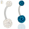 NB19 - 316L Surgical Steel Screw Coated Multi Gem Ball Banana Belly Ring  (PACK OF 6) image 0