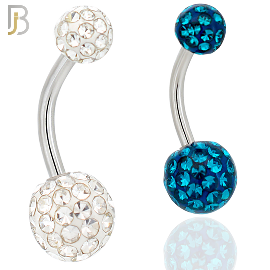 NB19 - 316L Surgical Steel Screw Coated Multi Gem Ball Banana Belly Ring  (PACK OF 6) image 0