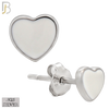 925-ES440 - 925 Sterling Silver Pink Enamel Heart Stud Earring - Push Back image 2
