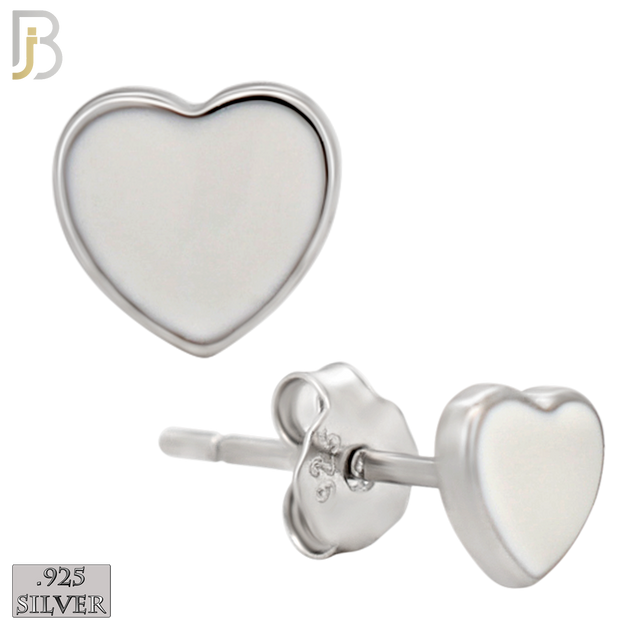 925-ES440 - 925 Sterling Silver Pink Enamel Heart Stud Earring - Push Back image 2