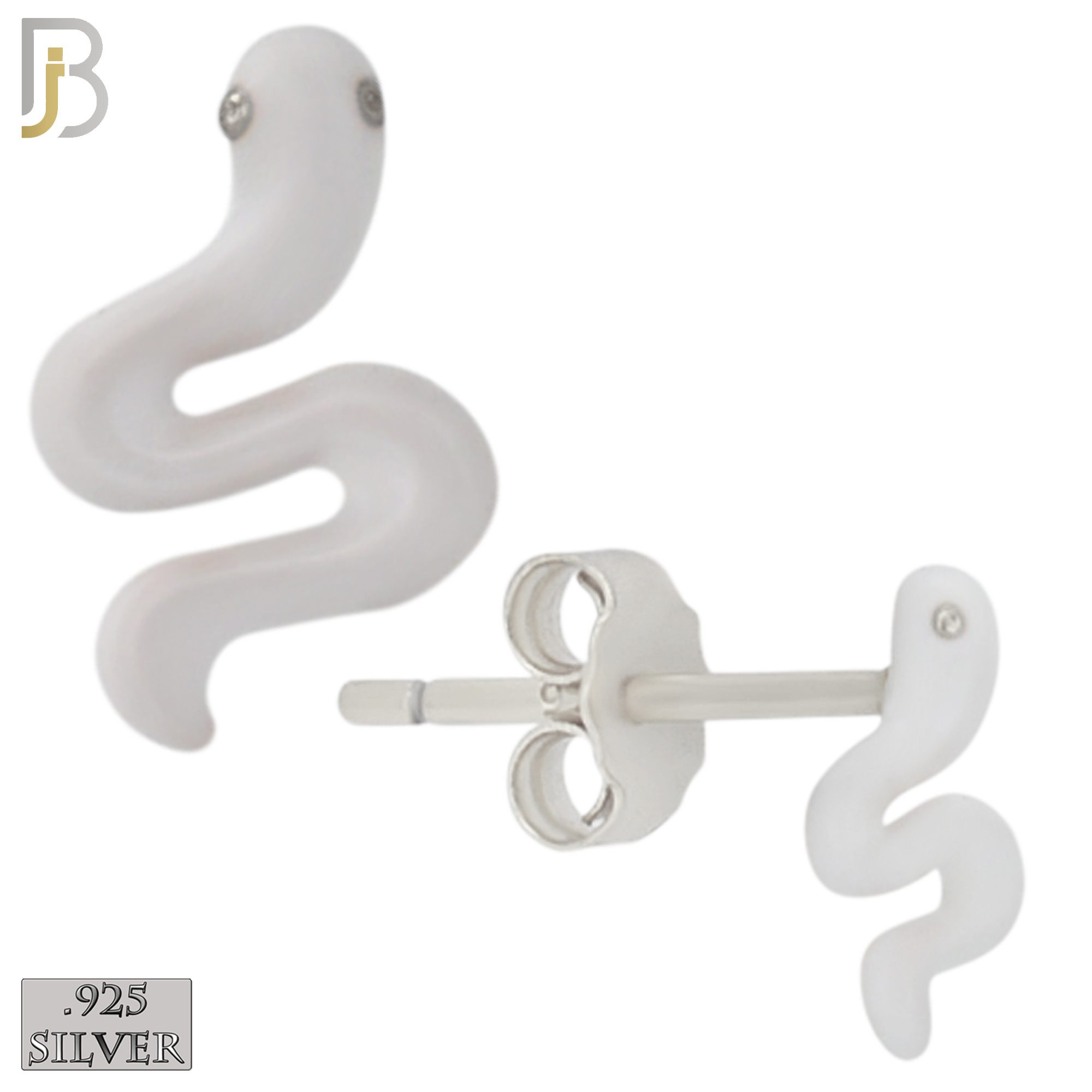 925-ES476 - 925 Sterling Silver Enamel Coated Snake Push Back Stud Earring image 2