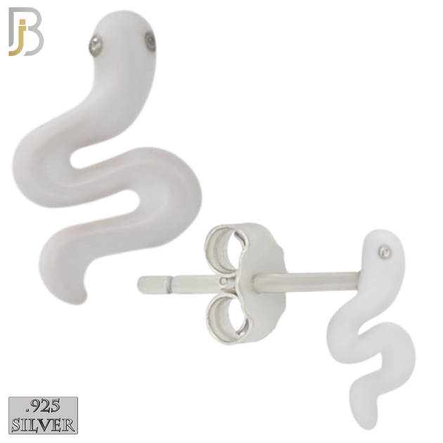 925-ES476 - 925 Sterling Silver Enamel Coated Snake Push Back Stud Earring image 2