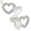 925-ES313 - .925 Sterling Silver Double Heart with Zircon Earring Stud image 1