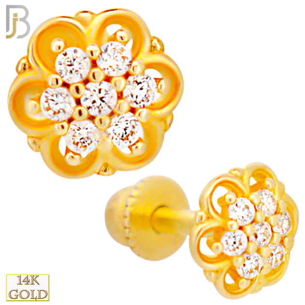 14-TB53 - 14k Yellow Gold CZ Flower with Baby Screw Backing image 0