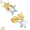 14-ES17 - 14k Solid Gold Screw Back Earrings 5x8mm Double Star Design image 0