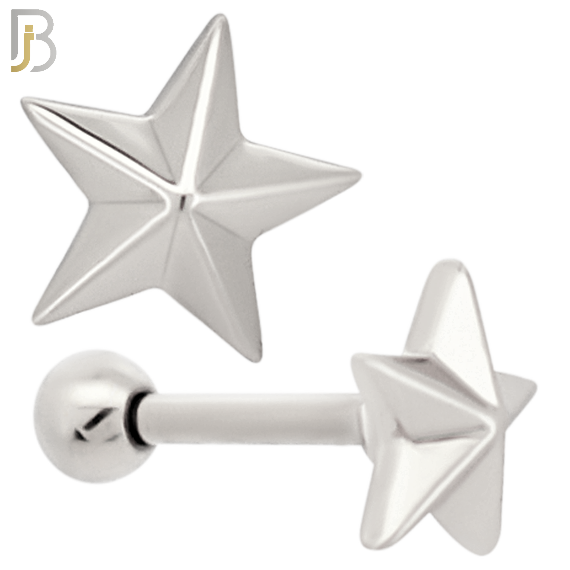 TB54 - 316L Stainless Steel Plain Nautical Star Tragus Barbell Cartilage Piercing Screw Ball Externally Threaded (PACK OF 6) image 1