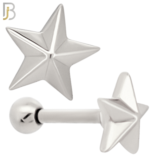 TB54 - 316L Stainless Steel Plain Nautical Star Tragus Barbell Cartilage Piercing Screw Ball Externally Threaded (PACK OF 6) image 1