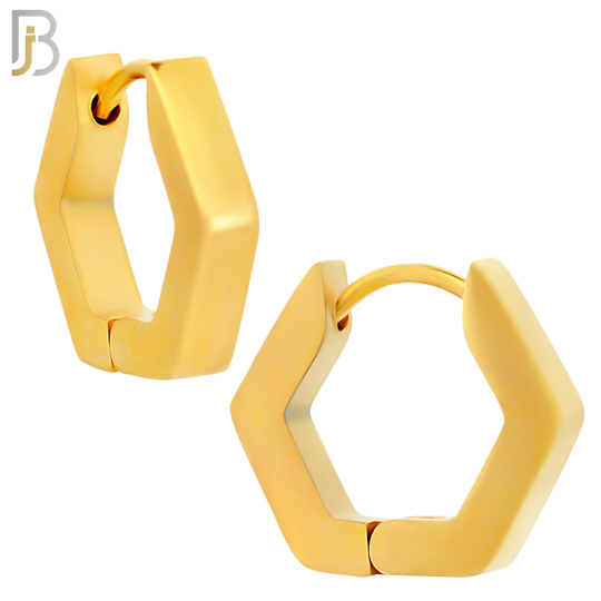 ES170 - 316L Stainless Steel Plain Huggies Hexagon Shape Clip On image 3