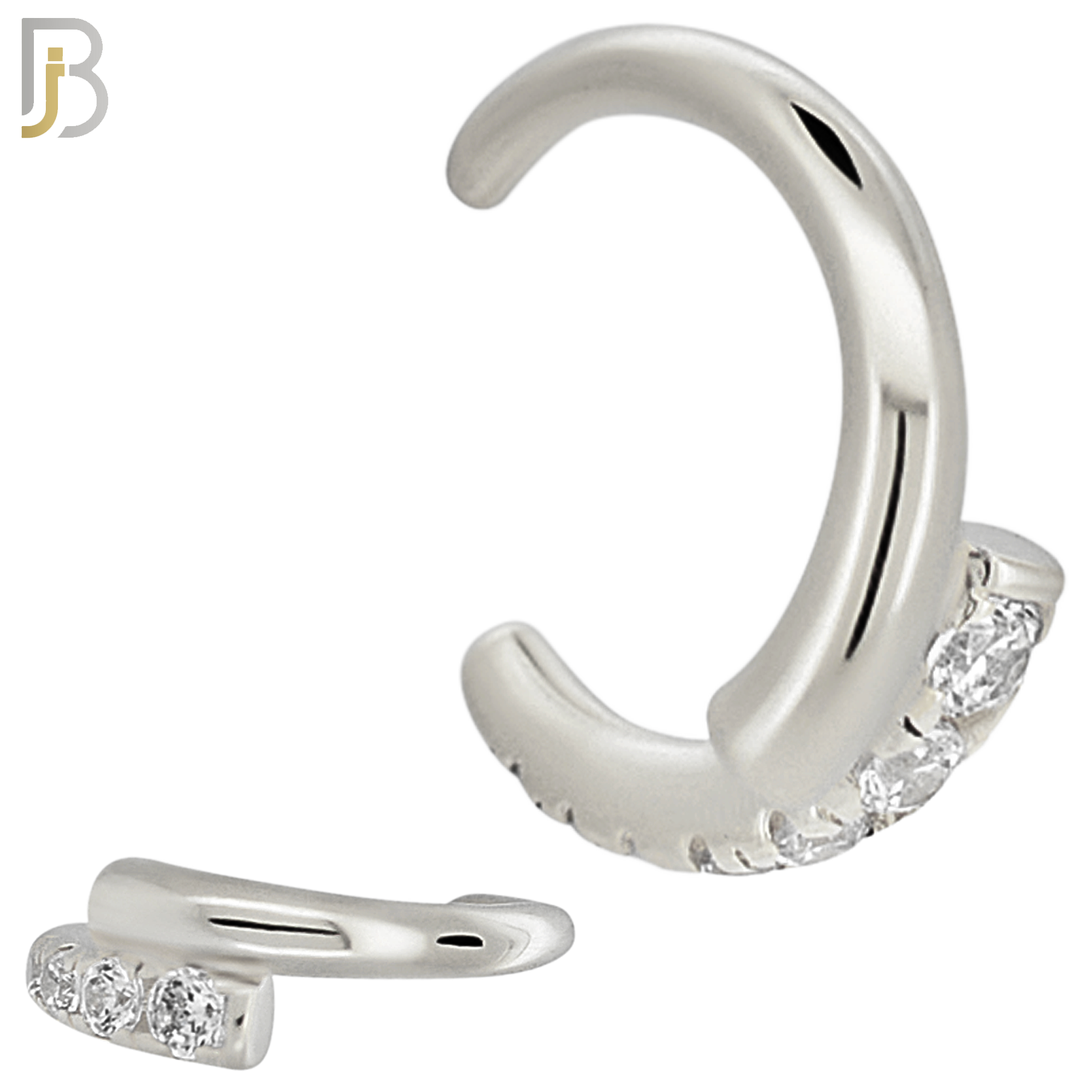 FES009 - Linked Half Plain and Half Studded Ear Cuff in Brass (Sold Per Piece) image 1