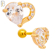 TB102 - 316L Stainless Steel Heart with Pear Shape CZ Tragus/Cartilage Barbell (PACK OF 6) image 2