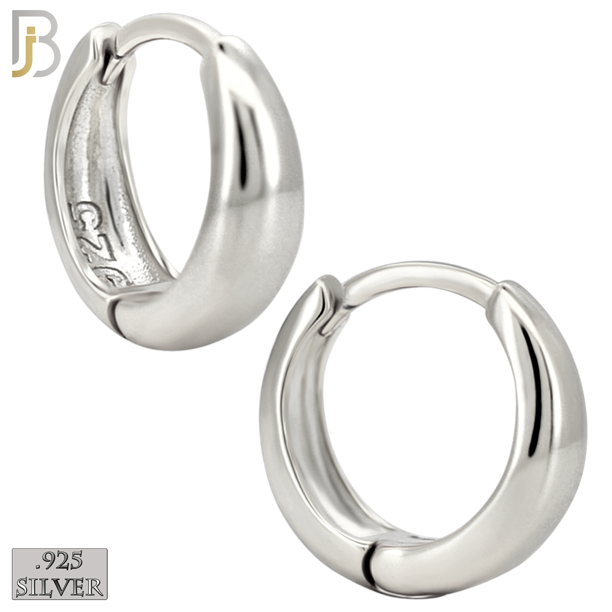 925-ES456 - 925 Sterling Silver Tapered Plain Huggies Hoop Earrings image 1