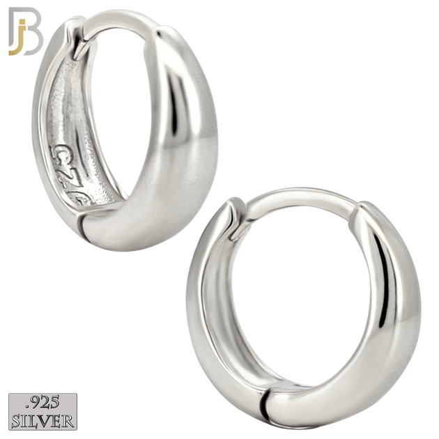 925-ES456 - 925 Sterling Silver Tapered Plain Huggies Hoop Earrings image 1