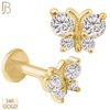 14-LB24 - 14k Yellow Gold Butterfly with Zircon Labret - Yellow Gold image