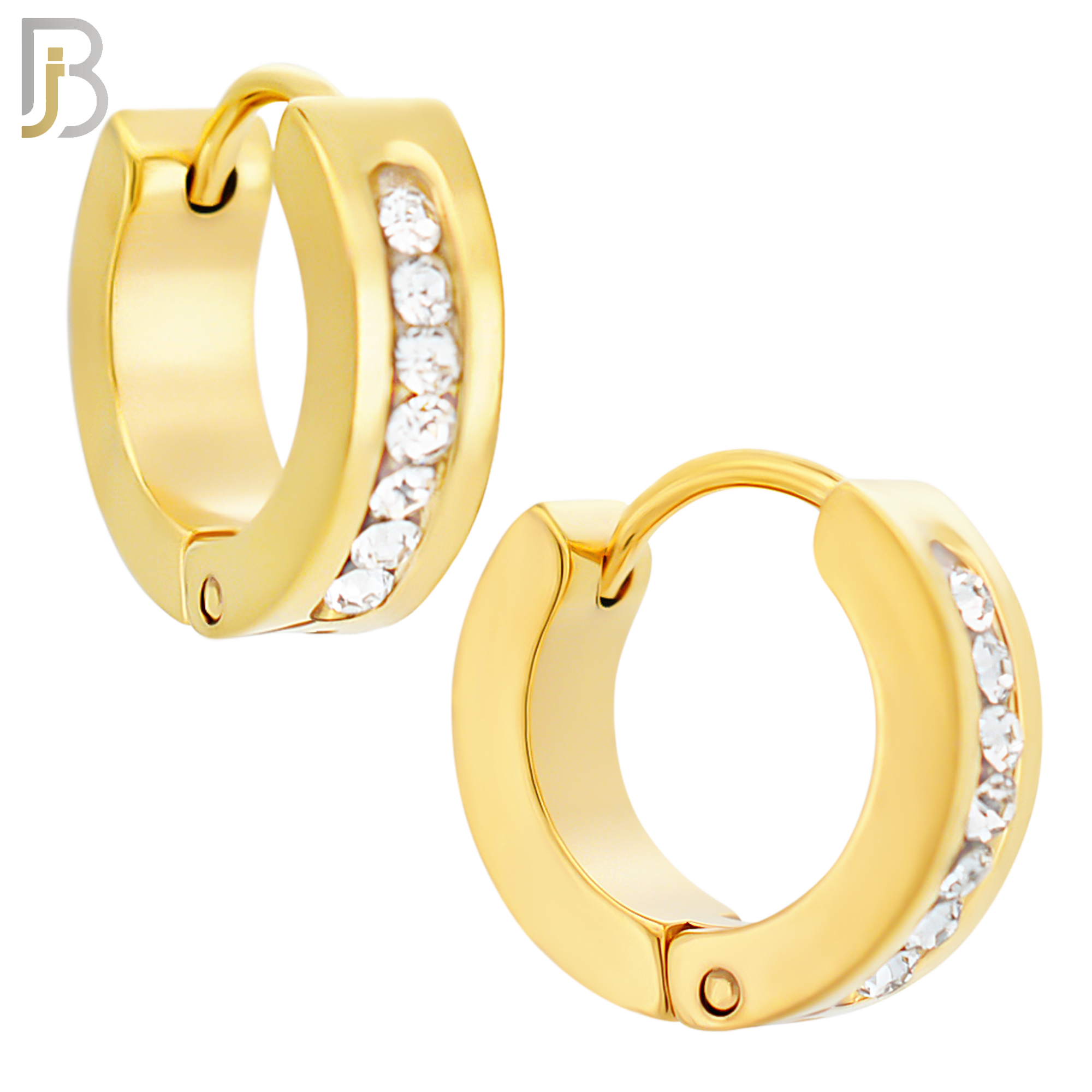 ES358 - 316L Stainless Steel Huggies Earring with 7 Round Cubic Zirconia in Channel Setting image 2