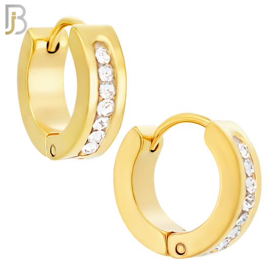 ES358 - 316L Stainless Steel Huggies Earring with 7 Round Cubic Zirconia in Channel Setting image 2