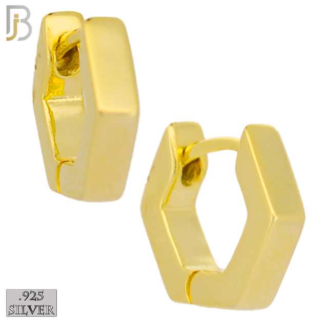 925-ES170 - .925 Sterling Silver Plain Huggies Hexagon Shape Clip On image 1