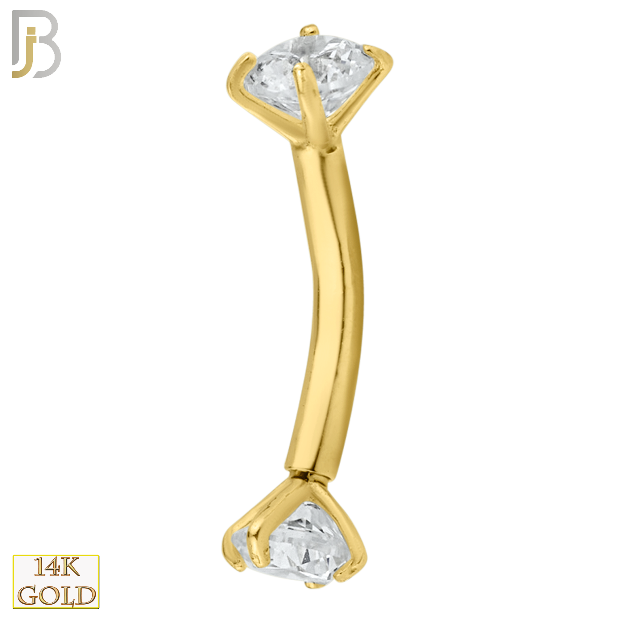 14-EC04 - 14k Solid Gold Eyebrow Prong Setting Zircon Design Internal Threaded Screw image