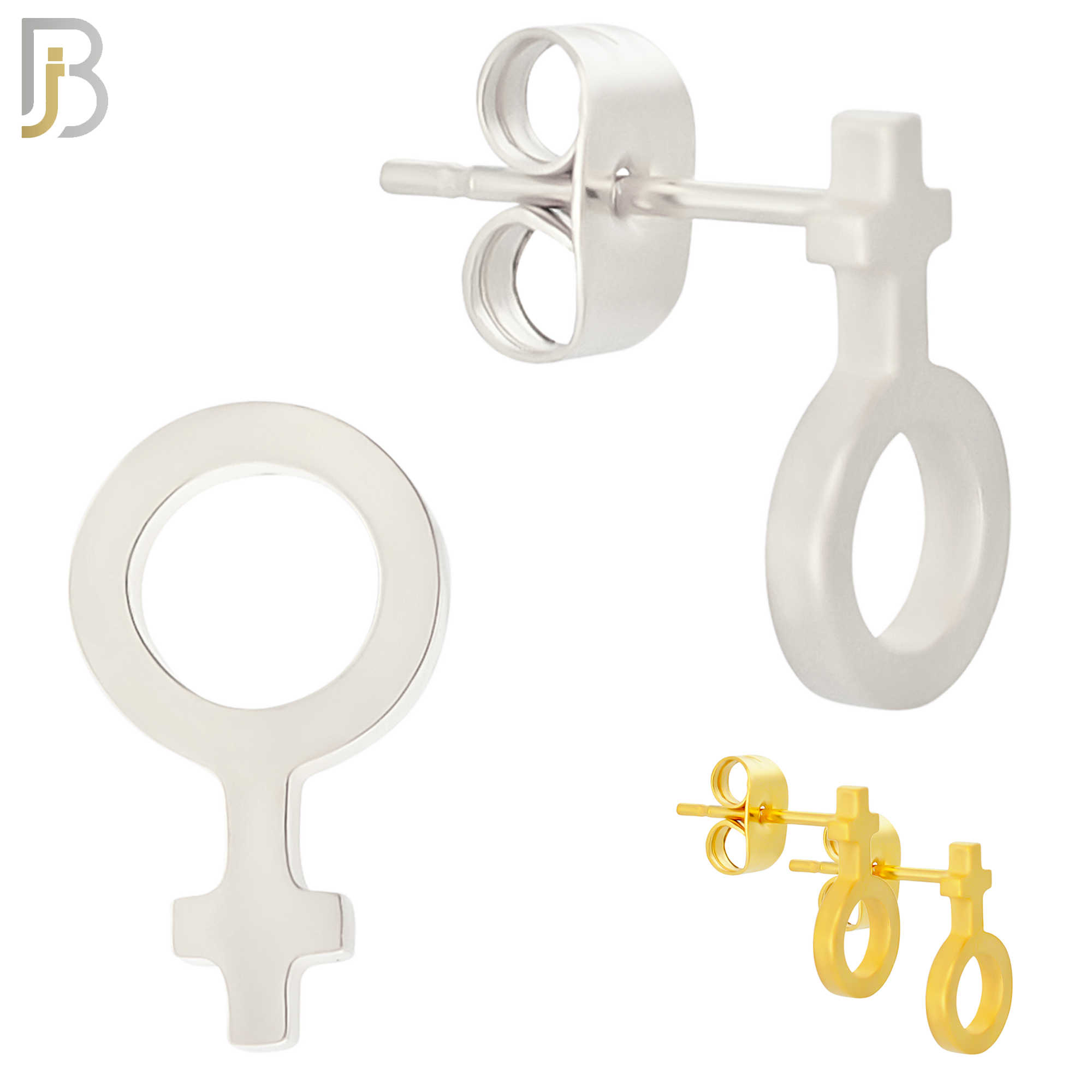 ES08 - 316L Stainless Steel Female Symbol Gender Design Earring Stud image 0