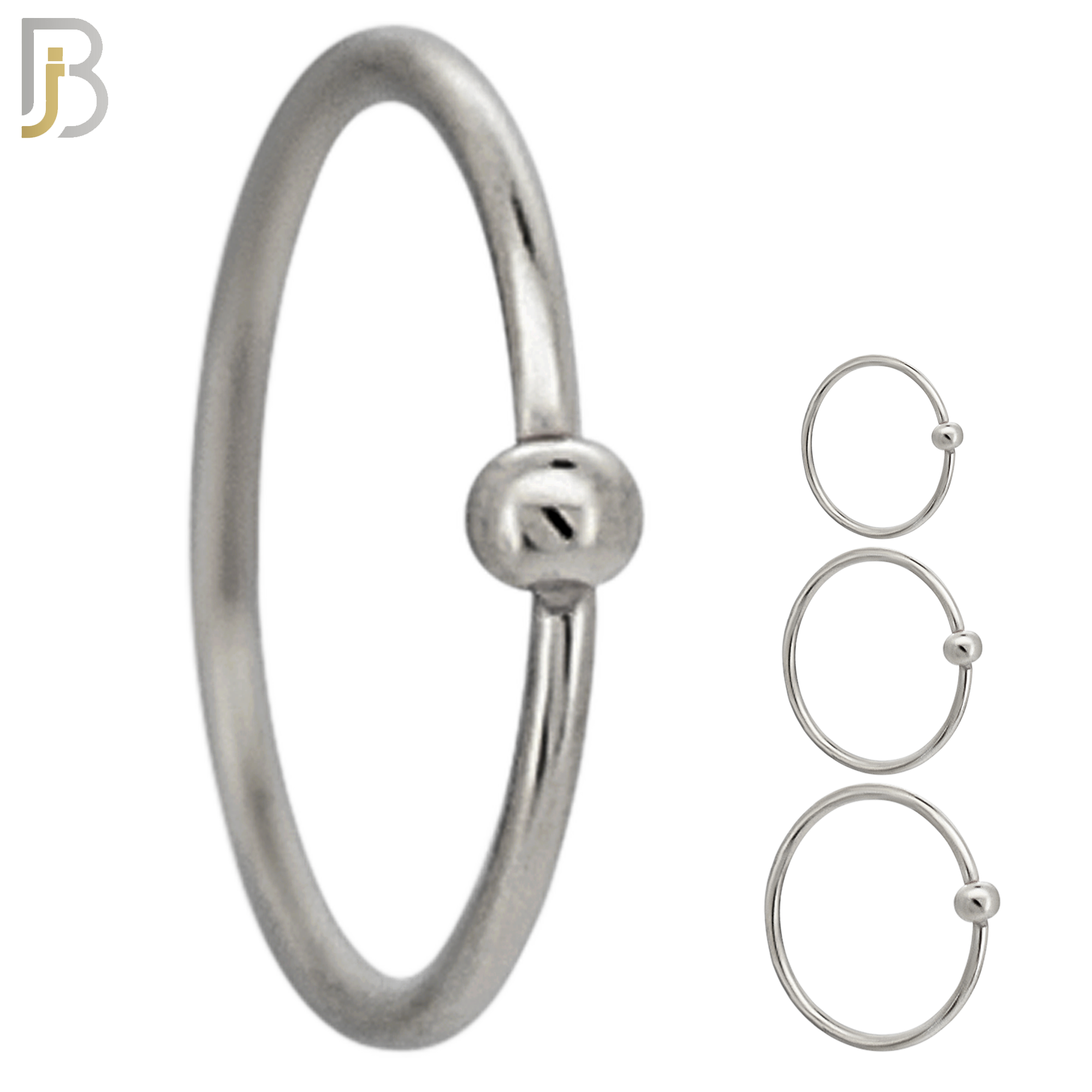 CT03S  - 20g Thickness 316L Surgical Steel Hoops Piercing Fixed Bead Twist to Open image 0