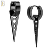 ES302 - 316L Stainless Steel Dangling Triangle with Hollow Round Design Huggies image 2