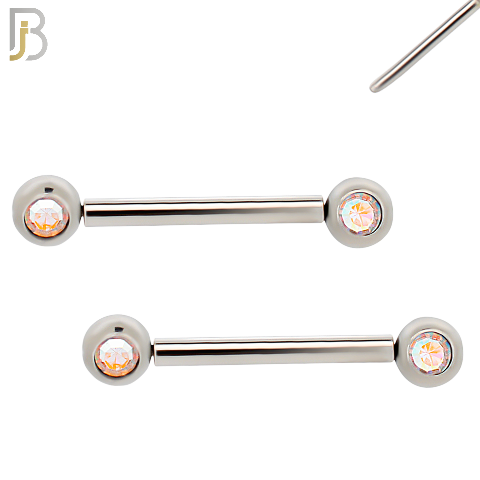 NP16S - 316L Surgical Steel  Push In Round Bezel Zircon Nipple Ring Piercing image 2