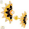 14-TB48 - 14k Yellow Gold 7 Point Fan with Black Coating Tragus Barbell with Baby Screw Backing image