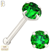 14-NR01CWE - 20g 14k White Gold Nose Bone with Emerald Colored CZ - 3mm image