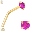 14-NR10YPS-22 -  22g - 14k Yellow Gold L-Shaped Nose Ring with Pink Sapphire in Prong Setting image 3