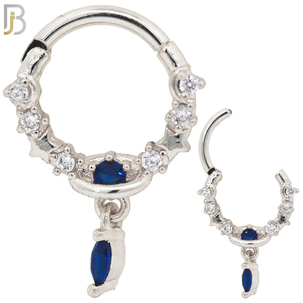 PK-CT106 - 316 Surgical Steel Hinged Nose Hoops with Mixed Dangling Designs - Pack of 30 image 5