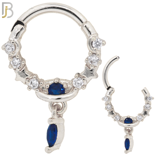 PK-CT106 - 316 Surgical Steel Hinged Nose Hoops with Mixed Dangling Designs - Pack of 30 image 5