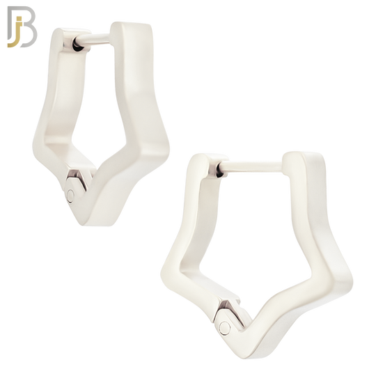 ES300 - 316L Stainless Steel Huggies Plain Hollow Star Design with Sleek Rounded Tips image 1