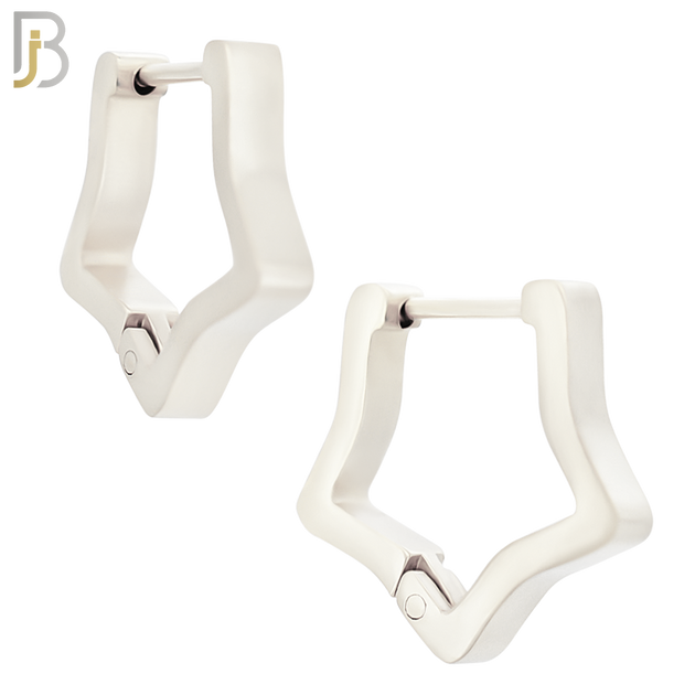 ES300 - 316L Stainless Steel Huggies Plain Hollow Star Design with Sleek Rounded Tips image 1