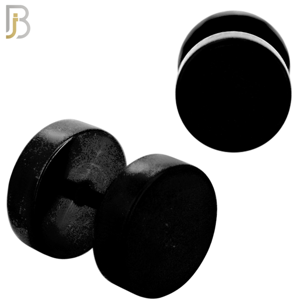 FP28K - Black Color Surgical Steel Plain Fake Plug (PACK OF 3 Pairs) image 4